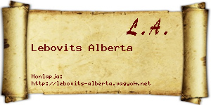 Lebovits Alberta névjegykártya